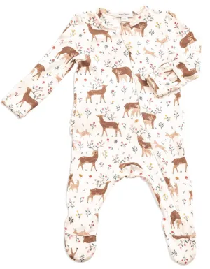 Angel Dear Little Deer Bamboo Ruffle Back Zipper Footie