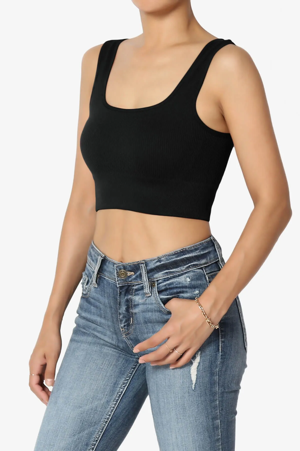 Hilde Ripped Seamless Square Neck Crop Tank Top