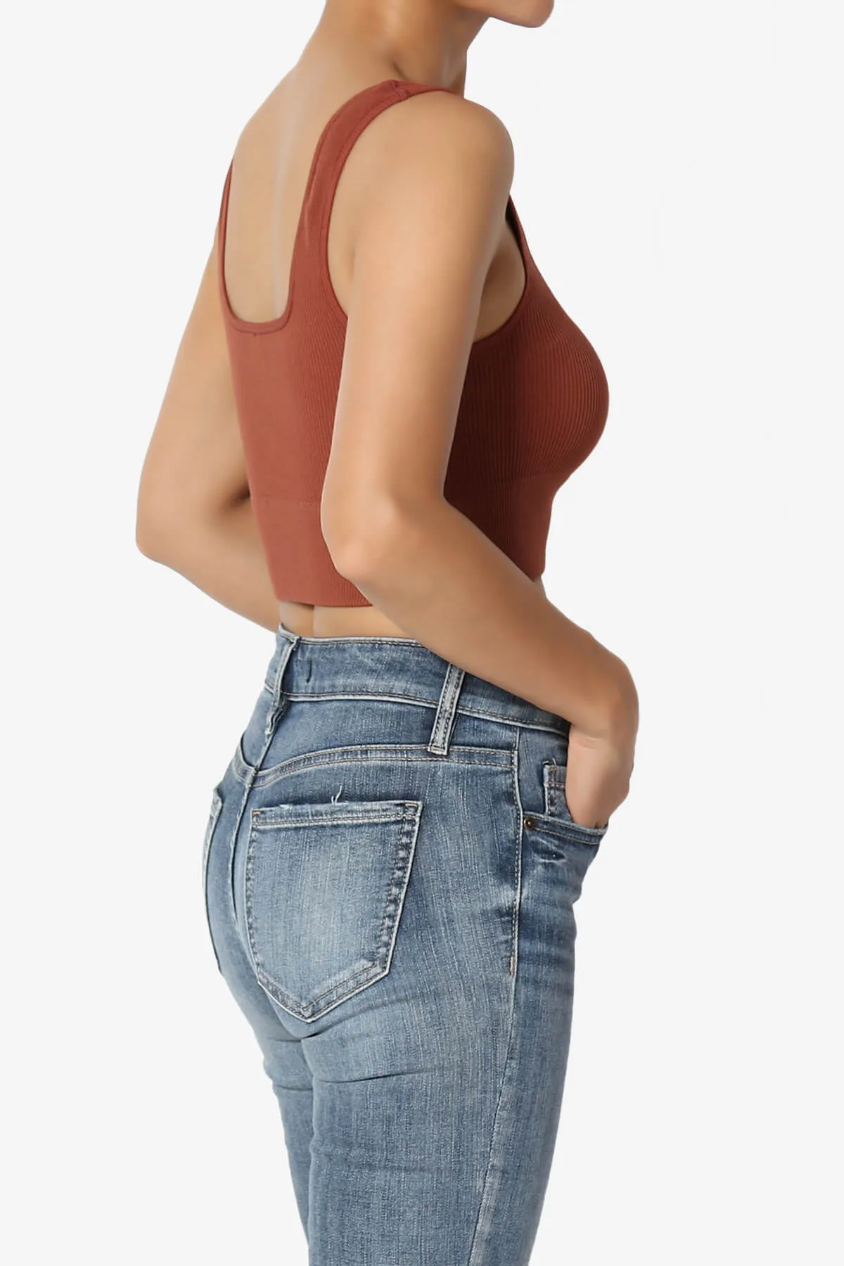 Hilde Ripped Seamless Square Neck Crop Tank Top