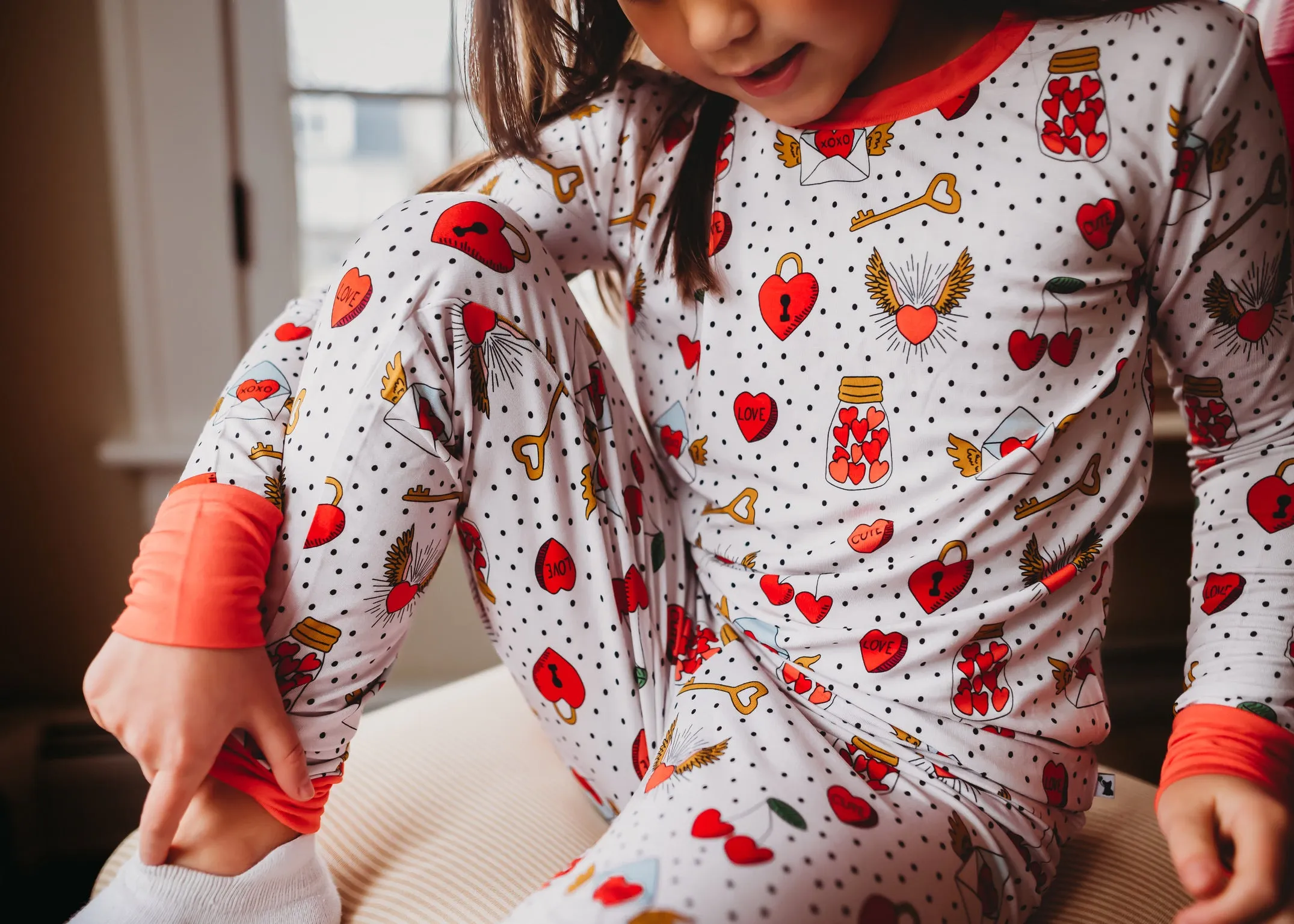 Kiki   Lulu Valentine's Day Vintage Hearts Toddler Pajamas