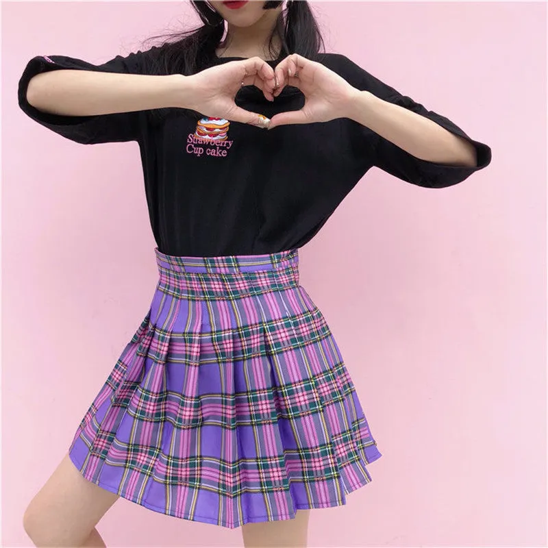 "PURPLE PLAID" SKIRT K061902