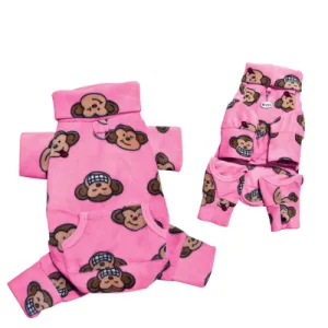 Silly Monkey Turtleneck Pajamas — Pink