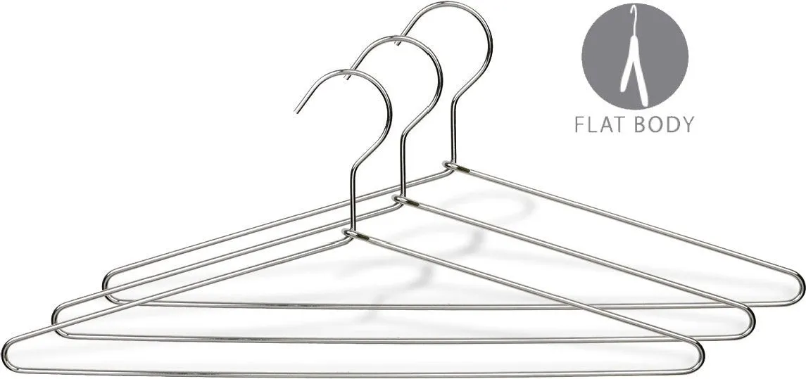 The Great American Hanger Company Slim Metal Suit Hanger, Box of 100 Thin and Strong Chrome Top Hangers for Shirt and Pants